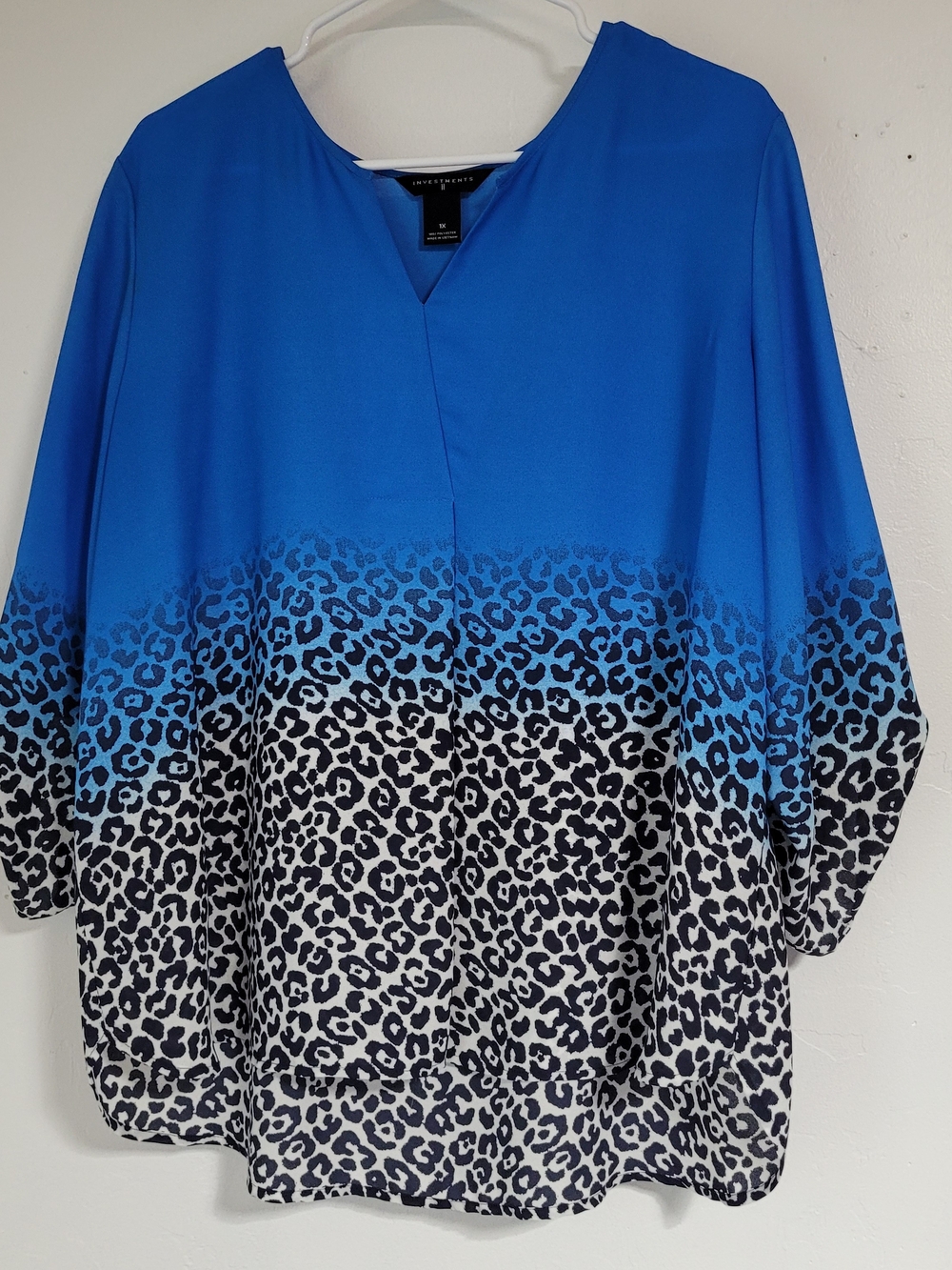 Investments Blue Ombre Leopard Print Women's Top